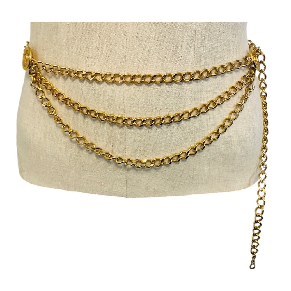 CHANEL VINTAGE 1984 GOLD CC MEDALLION CHAIN BELT - Picture 7 of 8